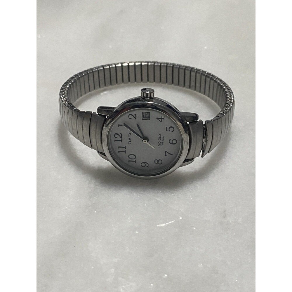 Timex T2H371 Indiglo Silver Tone Quartz Women's Watch Sz. 5 3/4" New Battery
